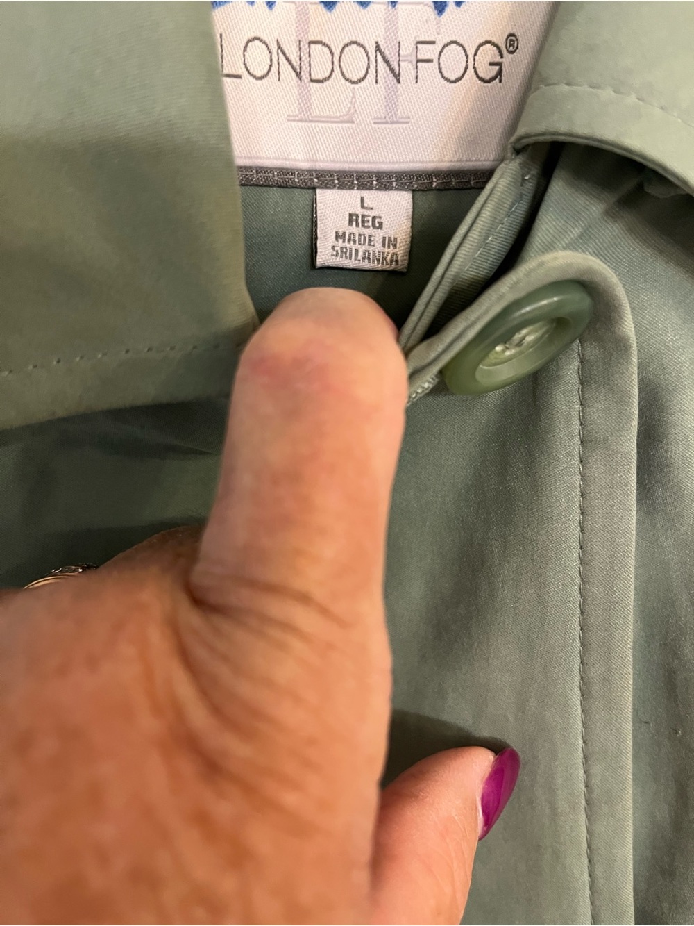 London Fog Classic Lightweight Green Women's Coat - Large - Picture 3 of 3